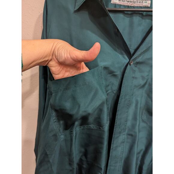 100% silk long sleeve women's collared button up dress shirt by Nine Twenty East - Picture 4 of 9